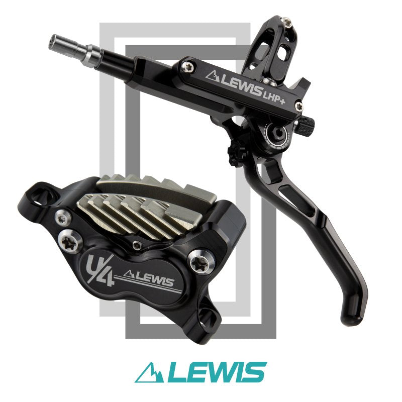 Lewis LHP+ U4 Axial Cylinder 4 Piston Hydraulic Disc Brake Set With Cooling Fins
