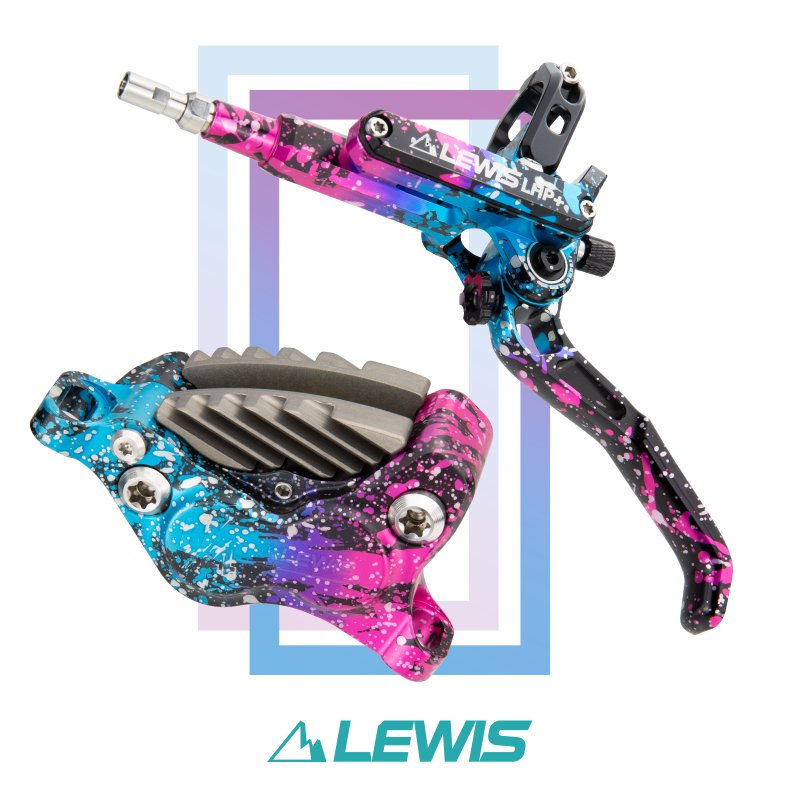 Lewis LHP+ U4 Axial Cylinder 4 Piston Hydraulic Disc Brake Set With Cooling Fins